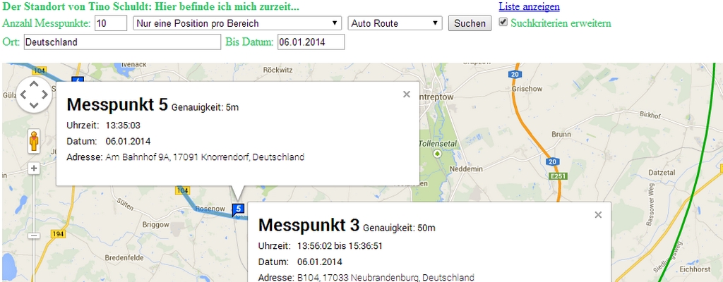 GPSLogger mit MAP Webinterface